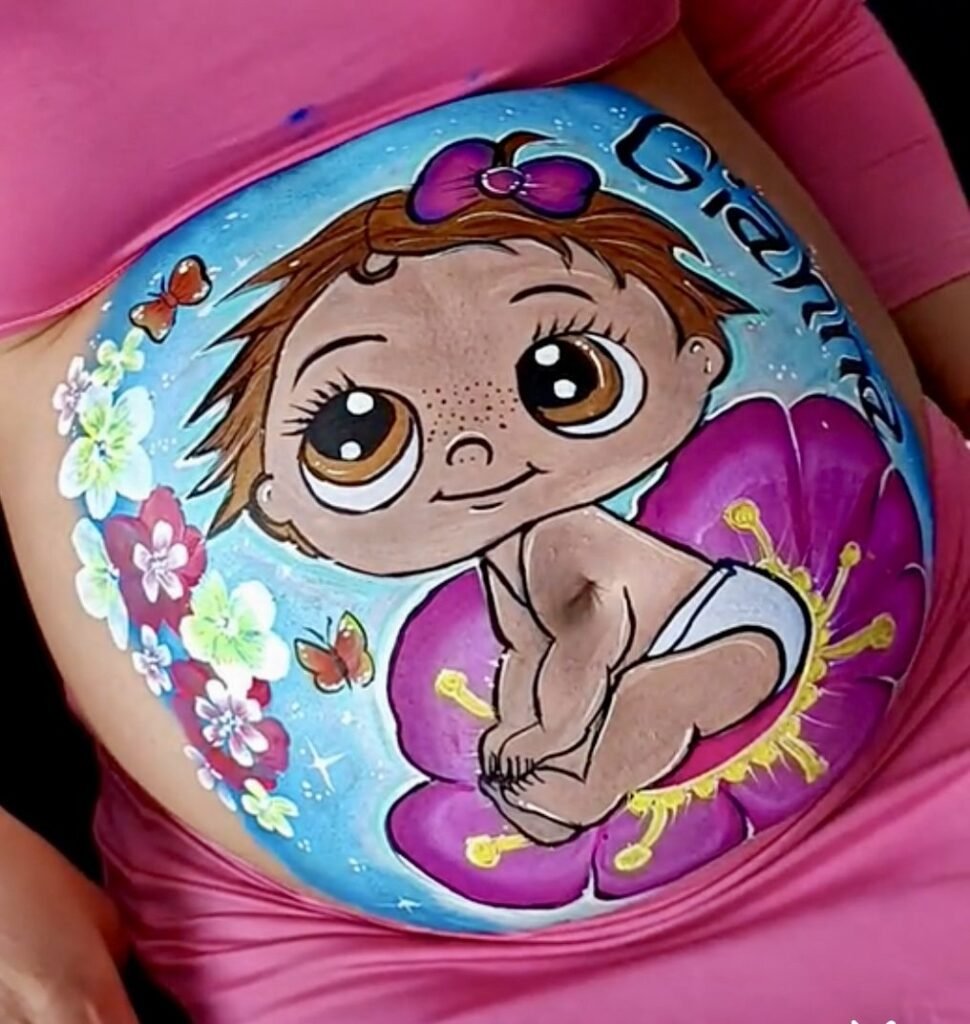 Tripita de embarazada pintada con bodypainting en Madrid
